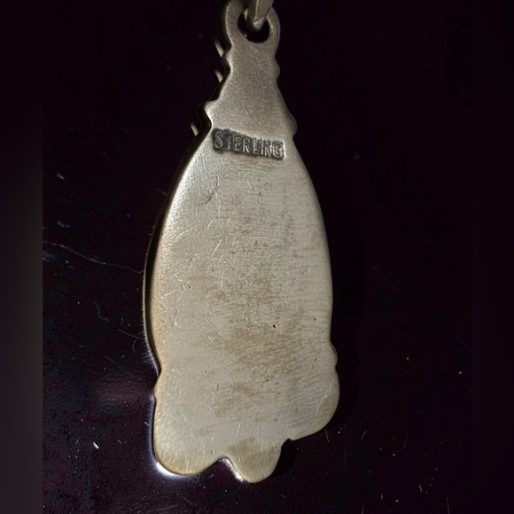 Sterling Silver Teardrop Native American kingman Turquoise Pendant Necklace - Picture 3 of 5